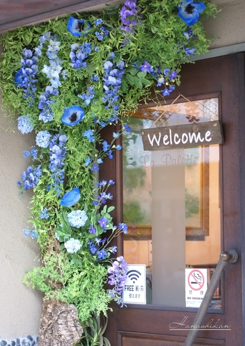 美容室店頭のディスプレイレンタルフラワー