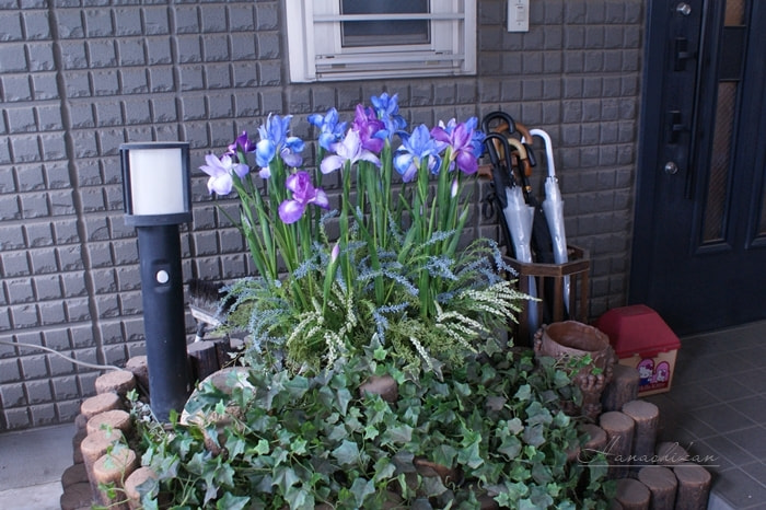 半屋外に飾るディスプレイフラワー